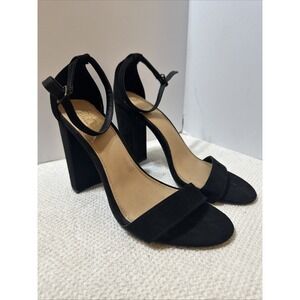 Brash Houston Block High Heel Black Women's Size 9  Faux Suede Open Toe Strapy